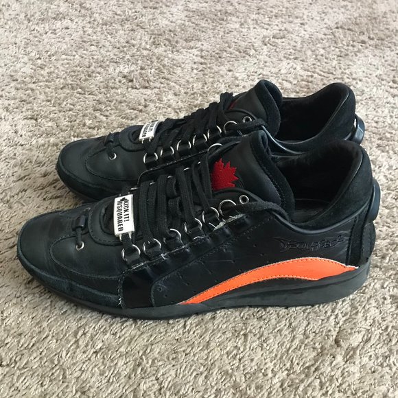 Dsquared Men's Black Orange Trim Sneakers - Picture 1 of 11